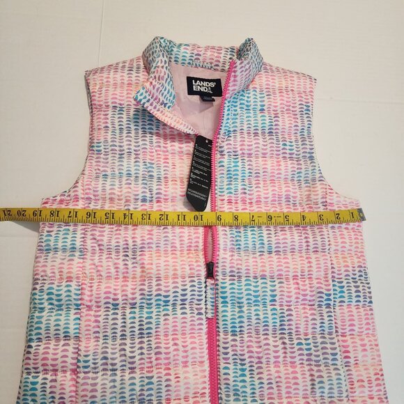 Lands End XL Girls PrimaLoft Down Vest Multicolor Patterned Zip-Up pockets - Picture 8 of 9